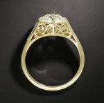 Art Deco Style 2.38 Carat Brilliant Cut Diamond Engagement Ring 14k Yellow Gold Plated