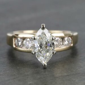 1.88 CT Marquise Diamond Solitaire Channel Set Engagement Ring 14k Yellow Gold Finish