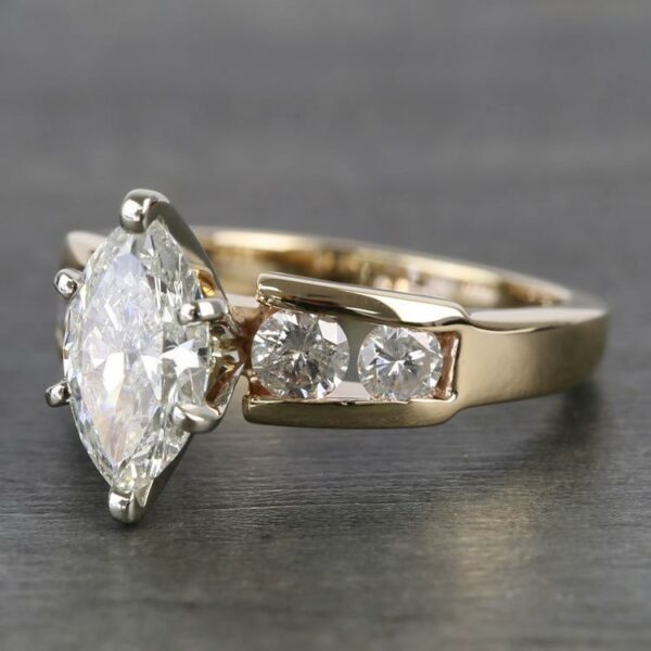 1.88 CT Marquise Diamond Solitaire Channel Set Engagement Ring 14k Yellow Gold Finish