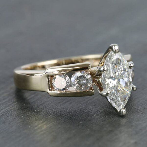 1.88 CT Marquise Diamond Solitaire Channel Set Engagement Ring 14k Yellow Gold Finish