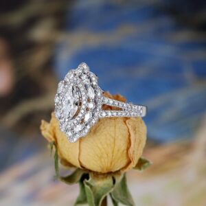 2.50 Ctw White Marquise Cut Diamond Best Engagement Ring 925 Sterling Silver