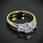 2.50 Ctw Round Diamond Solitaire 3 Stone Engagement Ring 14k Yellow Gold