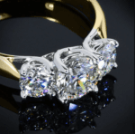 2.50 Ctw Round Diamond Solitaire 3 Stone Engagement Ring 14k Yellow Gold