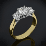 2.50 Ctw Round Diamond Solitaire 3 Stone Engagement Ring 14k Yellow Gold