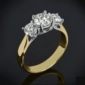 2.50 Ctw Round Diamond Solitaire 3 Stone Engagement Ring 14k Yellow Gold