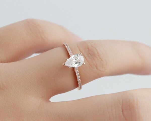 1.80 Ctw Mini Pear Shape Solitaire Diamond Engagement Ring 10k Rose Gold