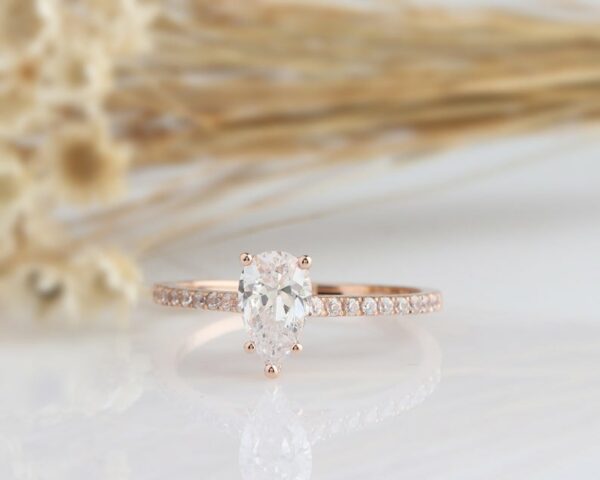 1.80 Ctw Mini Pear Shape Solitaire Diamond Engagement Ring 10k Rose Gold