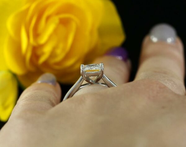 1.50 Ctw Princess VVS1 Diamond Solitaire Engagement Ring Proposal Ring 925 Silver