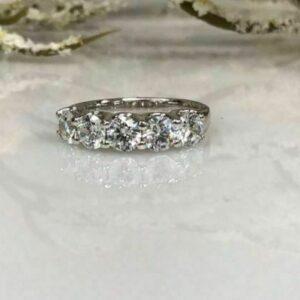 1.96 Ctw  U-Prong Solitaire 5-Stone Round Cut Diamond Wedding Ring 14k White Gold