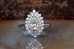 2.Ctw Pear Shape White Diamond Double Halo Antique Engagement Ring 14k Gold Plated