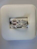 2.53 CT Unique Princess Cut Diamond With Channel Set Engagement Ring Set 14k White Gold