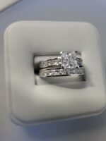 2.53 CT Unique Princess Cut Diamond With Channel Set Engagement Ring Set 14k White Gold