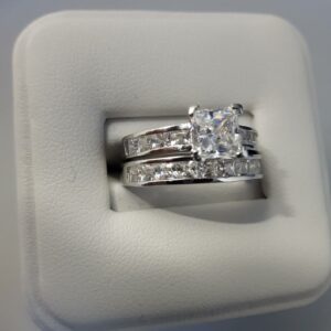 2.53 CT Unique Princess Cut Diamond With Channel Set Engagement Ring Set 14k White Gold