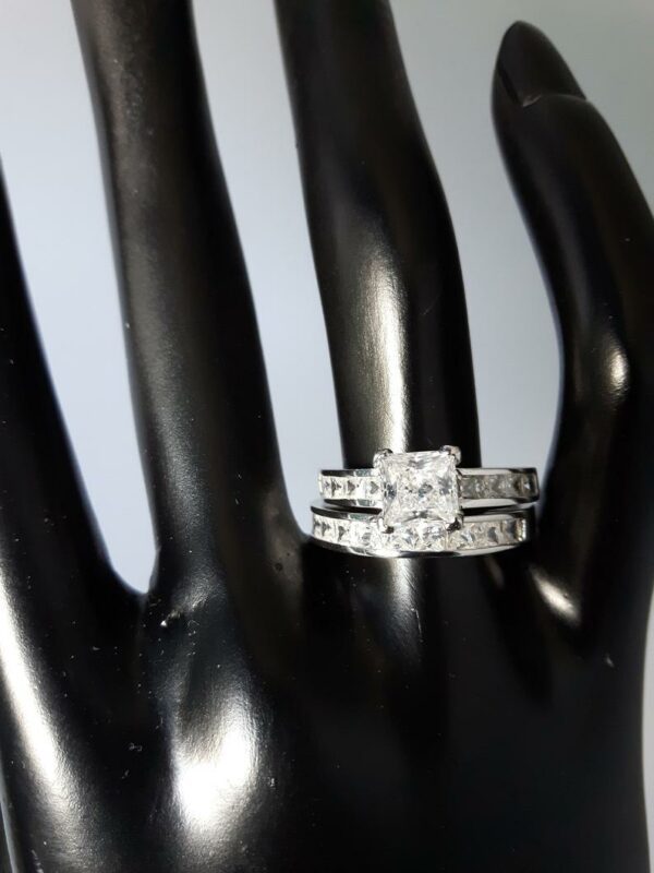 2.53 CT Unique Princess Cut Diamond With Channel Set Engagement Ring Set 14k White Gold