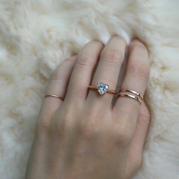 2.00 Carat Heart Shape Solitaire Diamond  Classic Engagement Ring 14k Rose Gold