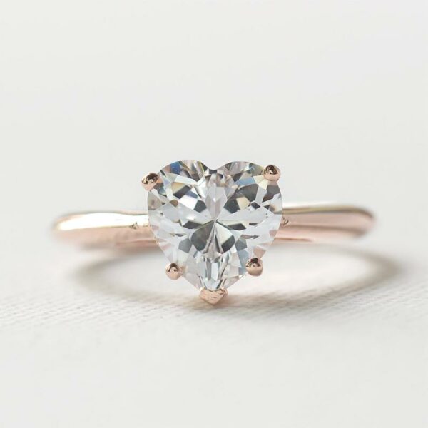 2.00 Carat Heart Shape Solitaire Diamond  Classic Engagement Ring 14k Rose Gold