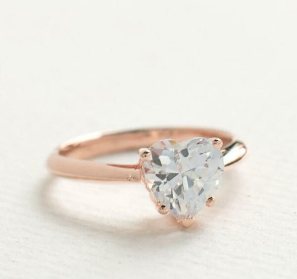 2.00 Carat Heart Shape Solitaire Diamond  Classic Engagement Ring 14k Rose Gold