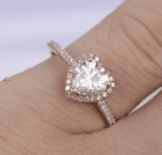 2.34 Carat Heart Shape Brilliant Diamond Halo Engagement Ring 14k Gold Plated