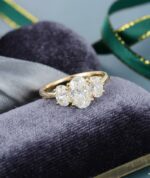 3 Stone 2.50Ctw Oval Cut White Diamond Wedding Engagement Ring Real 14k Yellow Gold