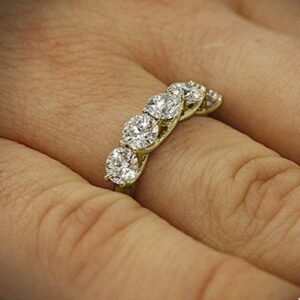 2.20 Ctw Five Stone Solitaire Diamond Classic Wedding Engagement Ring 10k Yellow Gold