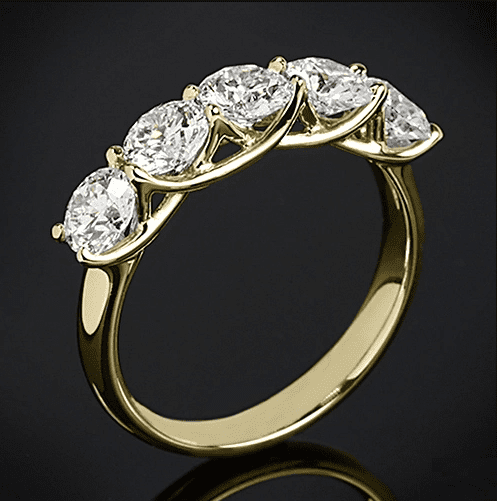 2.20 Ctw Five Stone Solitaire Diamond Classic Wedding Engagement Ring 10k Yellow Gold