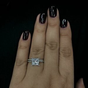 2.15 Carat Princess Cut White Diamond Engagement Ring Set 14k Gold Plated