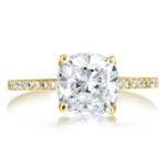 Unique Cushion 2.34Ctw White Diamond Solitaire Engagement Ring 14k Yellow Gold