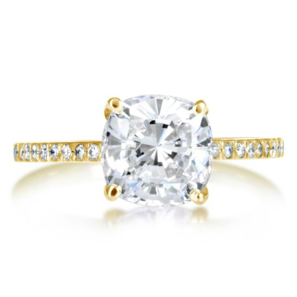 Unique Cushion 2.34Ctw White Diamond Solitaire Engagement Ring 14k Yellow Gold