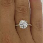 Unique Cushion 2.34Ctw White Diamond Solitaire Engagement Ring 14k Yellow Gold
