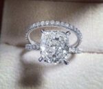 3.50 Ctw Cushion Cut Brilliant Diamond Engagement Ring Set 14k White Gold