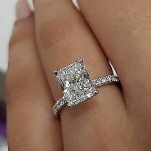 2.70 Ctw White Radiant Cut Diamond Solitaire Engagement Ring 925 Sterling Silver