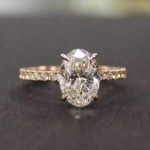 3.Carat Oval Cut White Diamond Solitaire Engagement Ring Solid 10k Rose Gold