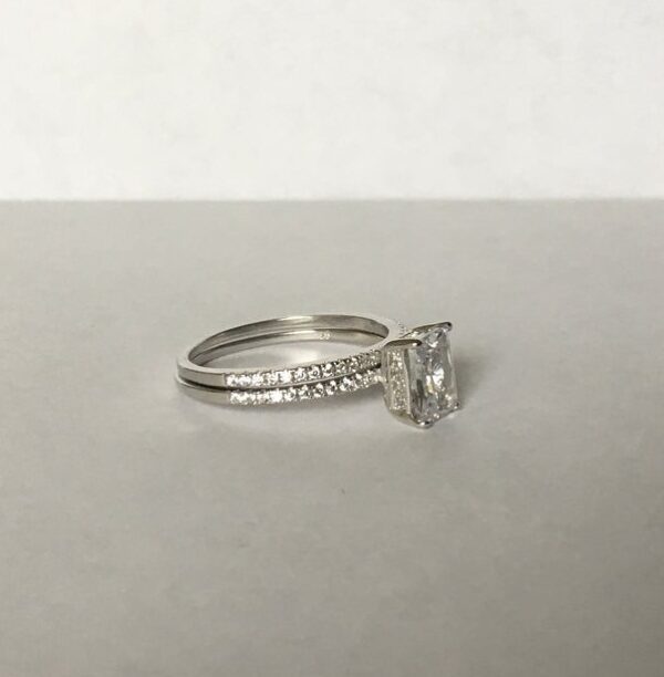 2.60 Ctw Radiant Cut Diamond Solitaire Engagement Ring Set 14k Gold Plated