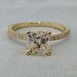 Cushion 2.00Carat White Diamond Engagement Ring Solid 10k Yellow Gold