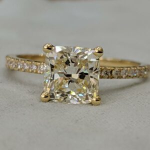 Cushion 2.00Carat White Diamond Engagement Ring Solid 10k Yellow Gold