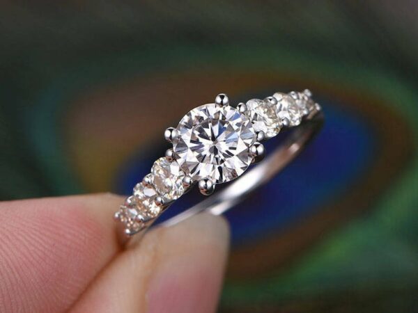 2.00Ctw Forever One Round Diamond Seven Stone Engagement Ring 925 Sterling Silver