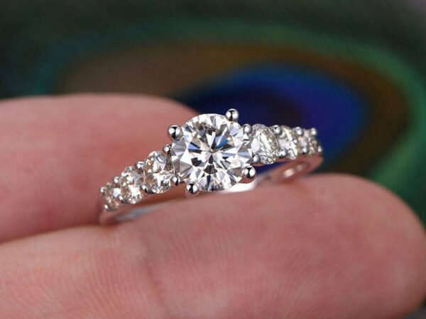 2.00Ctw Forever One Round Diamond Seven Stone Engagement Ring 925 Sterling Silver