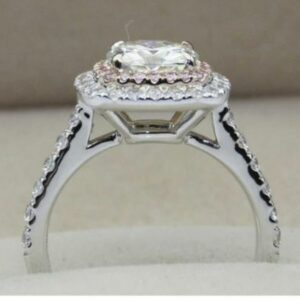 2.50 Ctw White Cushion Cut Diamond Double Halo Engagement Ring 925 Sterling Silver