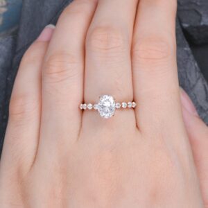 2.00 Carat Oval Cut White Diamond Classic Engagement Ring Real 14k Rose Gold