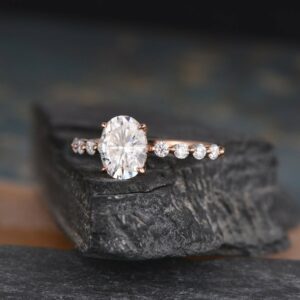 2.00 Carat Oval Cut White Diamond Classic Engagement Ring Real 14k Rose Gold