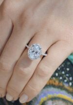 2.60 Ctw Oval Cut Brilliant Diamond Halo Wedding Engagement Ring 10k White Gold