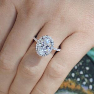 2.60 Ctw Oval Cut Brilliant Diamond Halo Wedding Engagement Ring 10k White Gold