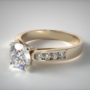 2.40 Ctw Solitaire Cushion Cut Diamond With Round Channel Set Engagement Ring 14k Yellow Gold
