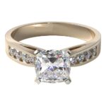 2.40 Ctw Solitaire Cushion Cut Diamond With Round Channel Set Engagement Ring 14k Yellow Gold