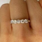 Unique 5 Stone 2.18Ctw Brilliant Cut Round Diamond Wedding Ring 14k White Gold