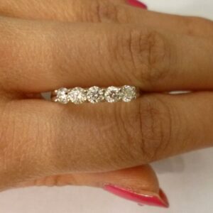 Unique 5 Stone 2.18Ctw Brilliant Cut Round Diamond Wedding Ring 14k White Gold