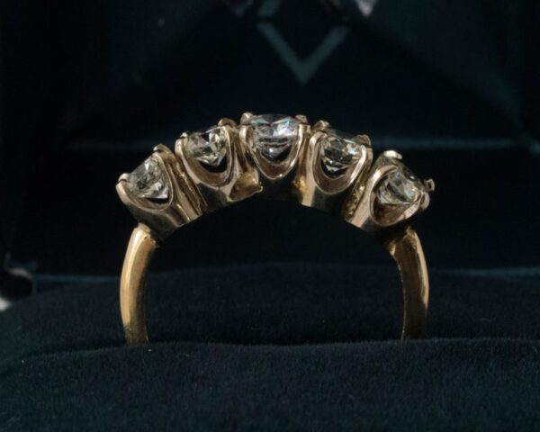 2.00 Carat Brilliant Cut Diamond 5 Stone Anniversary Wedding Ring 14k Yellow Gold Over