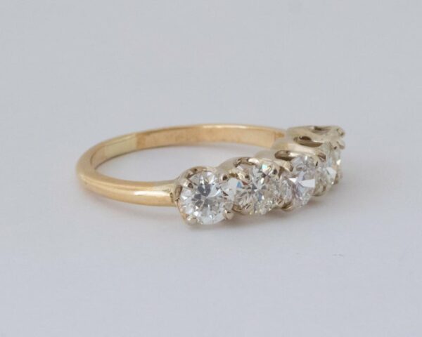 2.00 Carat Brilliant Cut Diamond 5 Stone Anniversary Wedding Ring 14k Yellow Gold Over