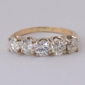 2.00 Carat Brilliant Cut Diamond 5 Stone Anniversary Wedding Ring 14k Yellow Gold Over
