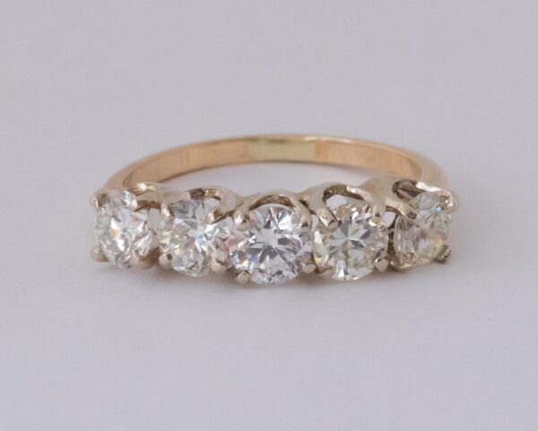 2.00 Carat Brilliant Cut Diamond 5 Stone Anniversary Wedding Ring 14k Yellow Gold Over